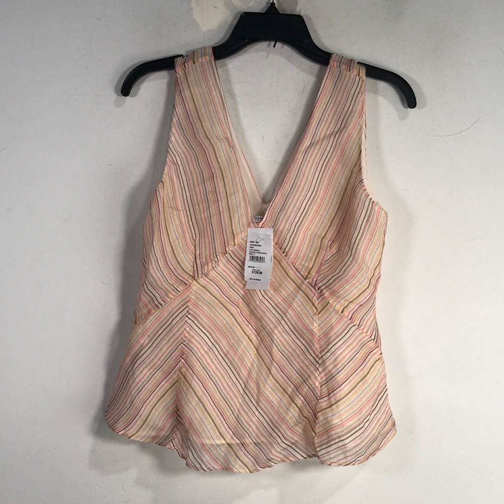 Derek Lam 10 Crosby Alix Striped Tank Top, Women's Size 2 - Peach/Multicolor